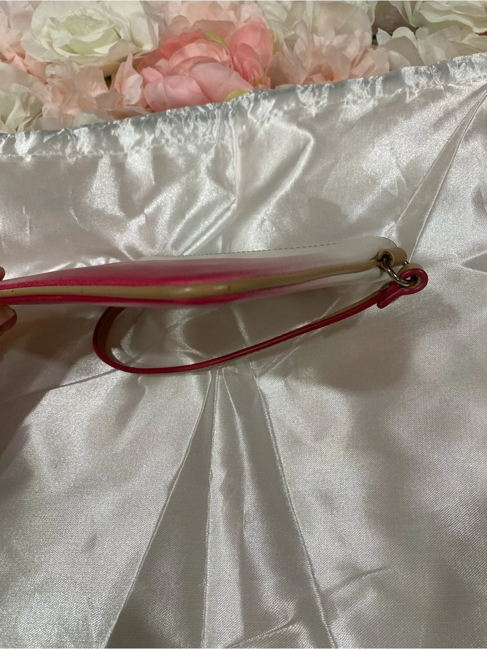 Coach Pink Ombre Wristlet with Tan Trim